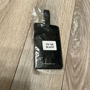 NWT: Freida Rothman black with gold hardware luggage ID tag